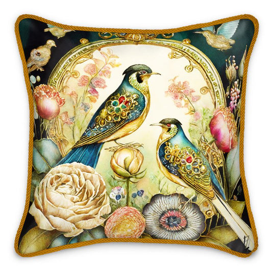 HUSH HUSH GARDEN - "Birds" Silk Pillow