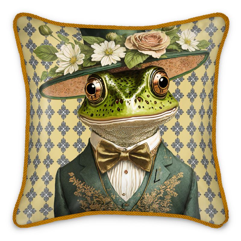 FANCY DANDY FROGS Silk Pillow - Frog #2