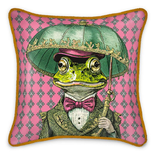 FANCY DANDY FROGS Silk Pillow - Frog #3