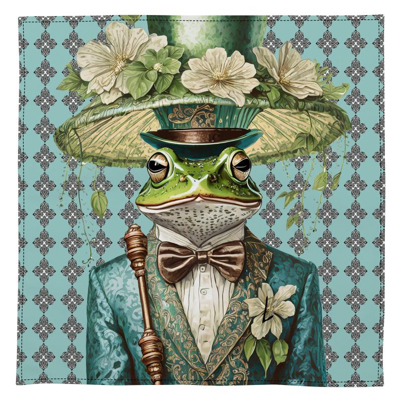 FANCY DANDY FROGS Hand-Stitched Cotton Napkins