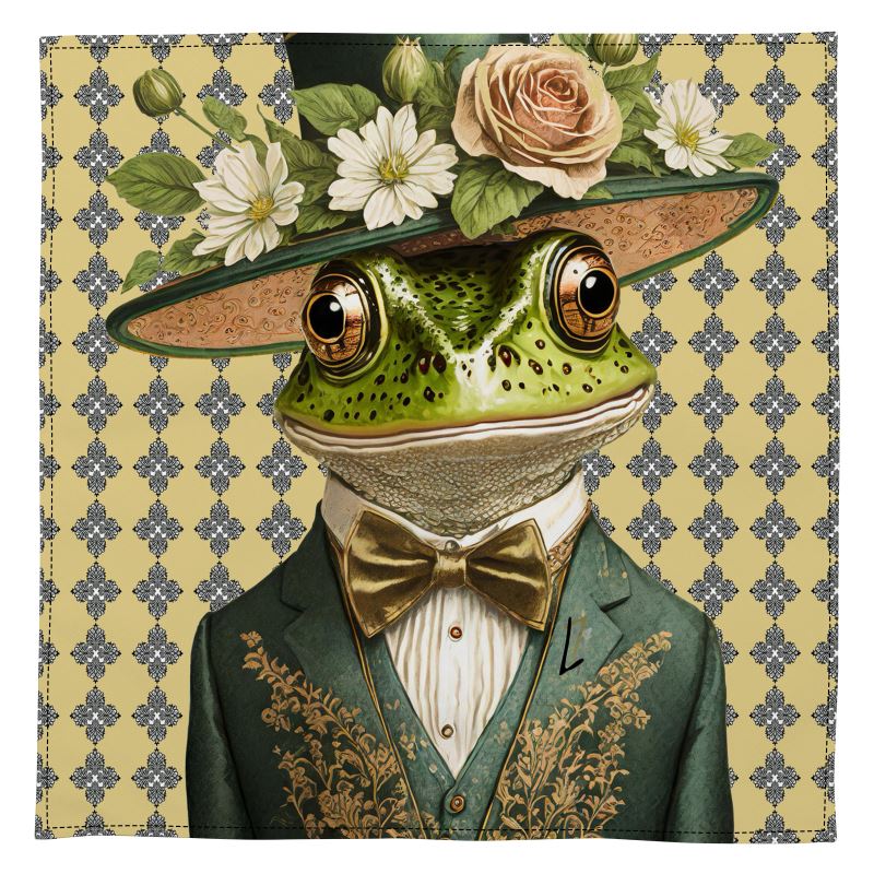 FANCY DANDY FROGS Hand-Stitched Cotton Napkins