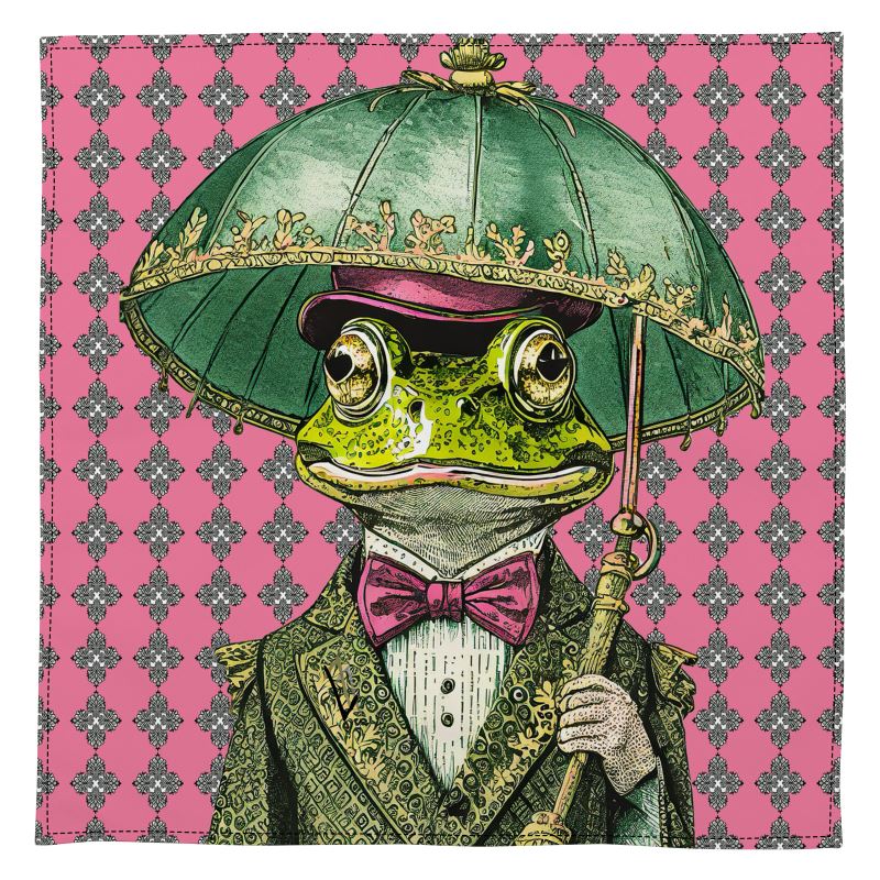 FANCY DANDY FROGS Hand-Stitched Cotton Napkins