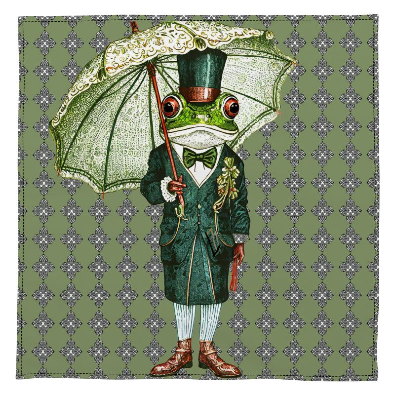 FANCY DANDY FROGS Hand-Stitched Cotton Napkins