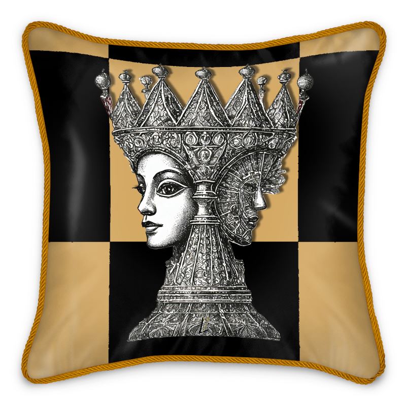 CHECKMATE "The Queen" Double Sided Silk Pillow