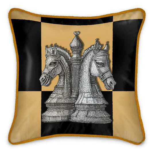 CHECKMATE "The Knight" Double Sided Silk Pillow