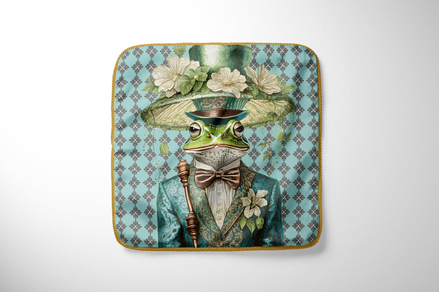 FANCY DANDY FROGS Silk Pillow - Frog #1