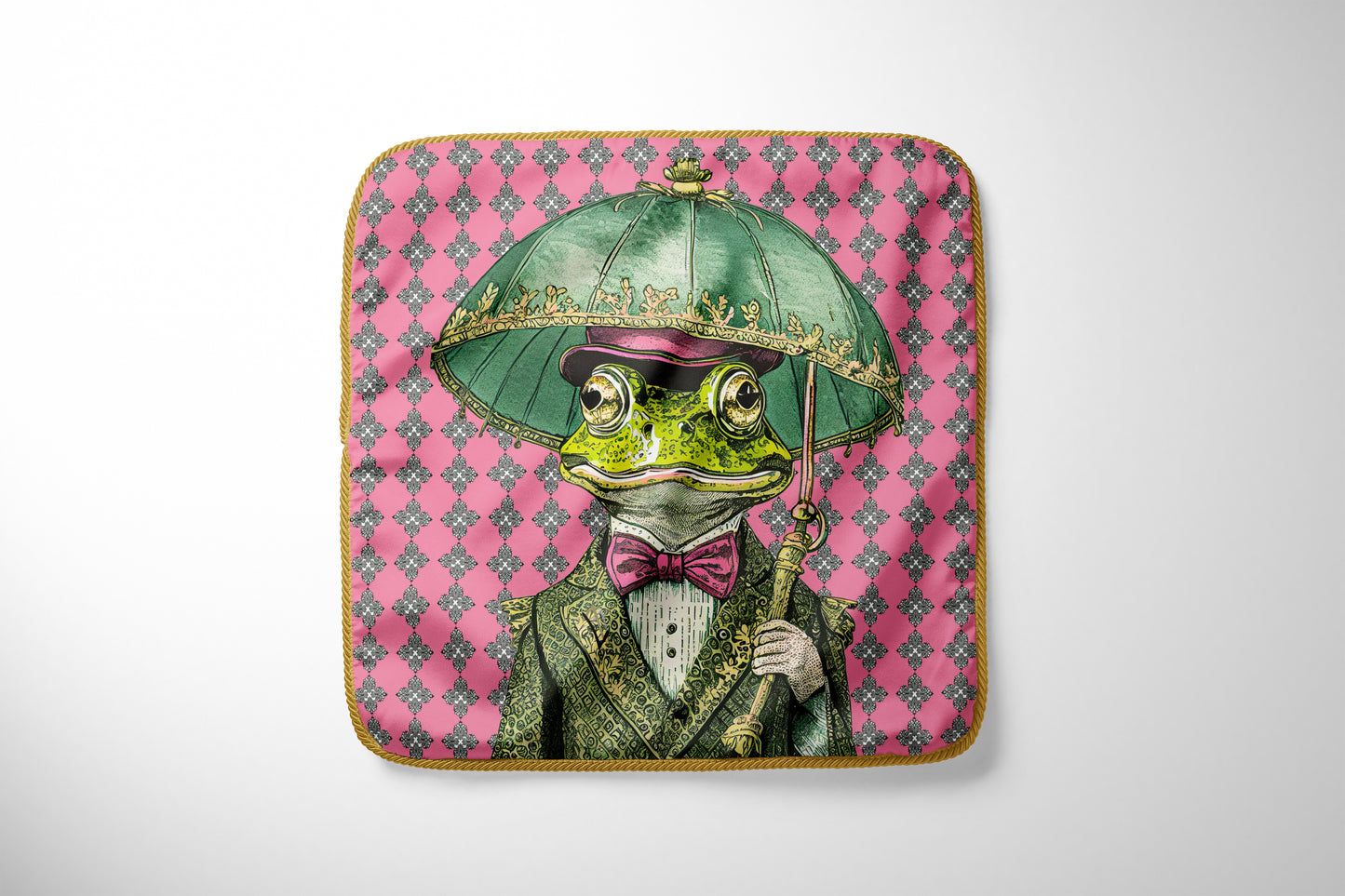 FANCY DANDY FROGS Silk Pillow - Frog #3