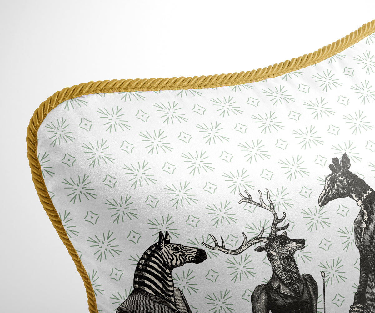 ENNUI ÉLÉGANT "Giraffe and Friends" Double Sided Silk Pillow