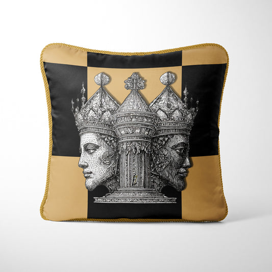 CHECKMATE "The King" Double Sided Silk Pillow