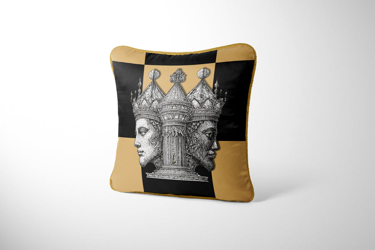 CHECKMATE "The King" Double Sided Silk Pillow