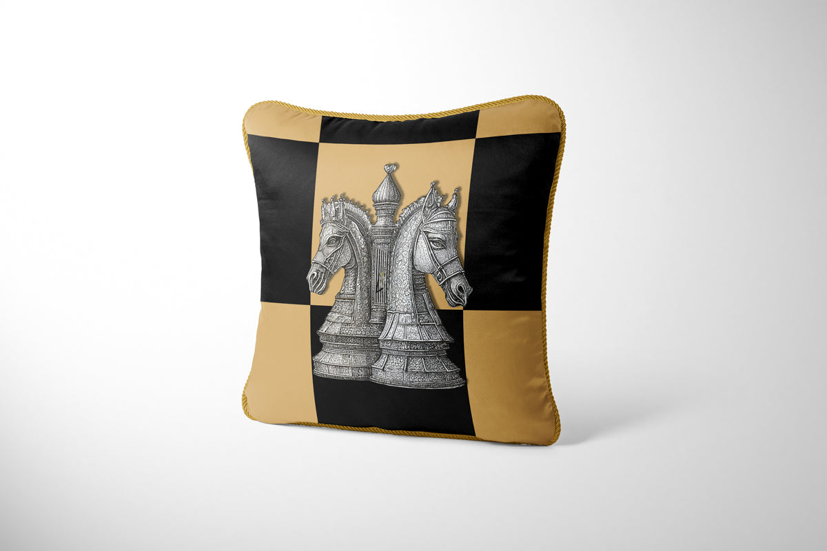 CHECKMATE "The Knight" Double Sided Silk Pillow