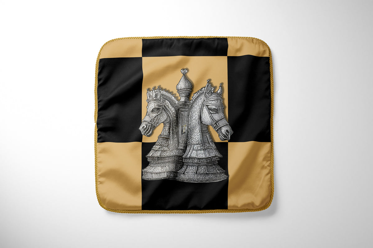 CHECKMATE "The Knight" Double Sided Silk Pillow