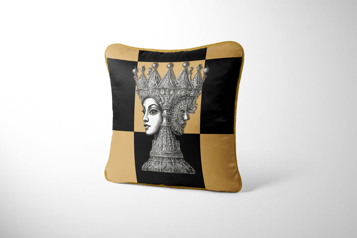 CHECKMATE "The Queen" Double Sided Silk Pillow