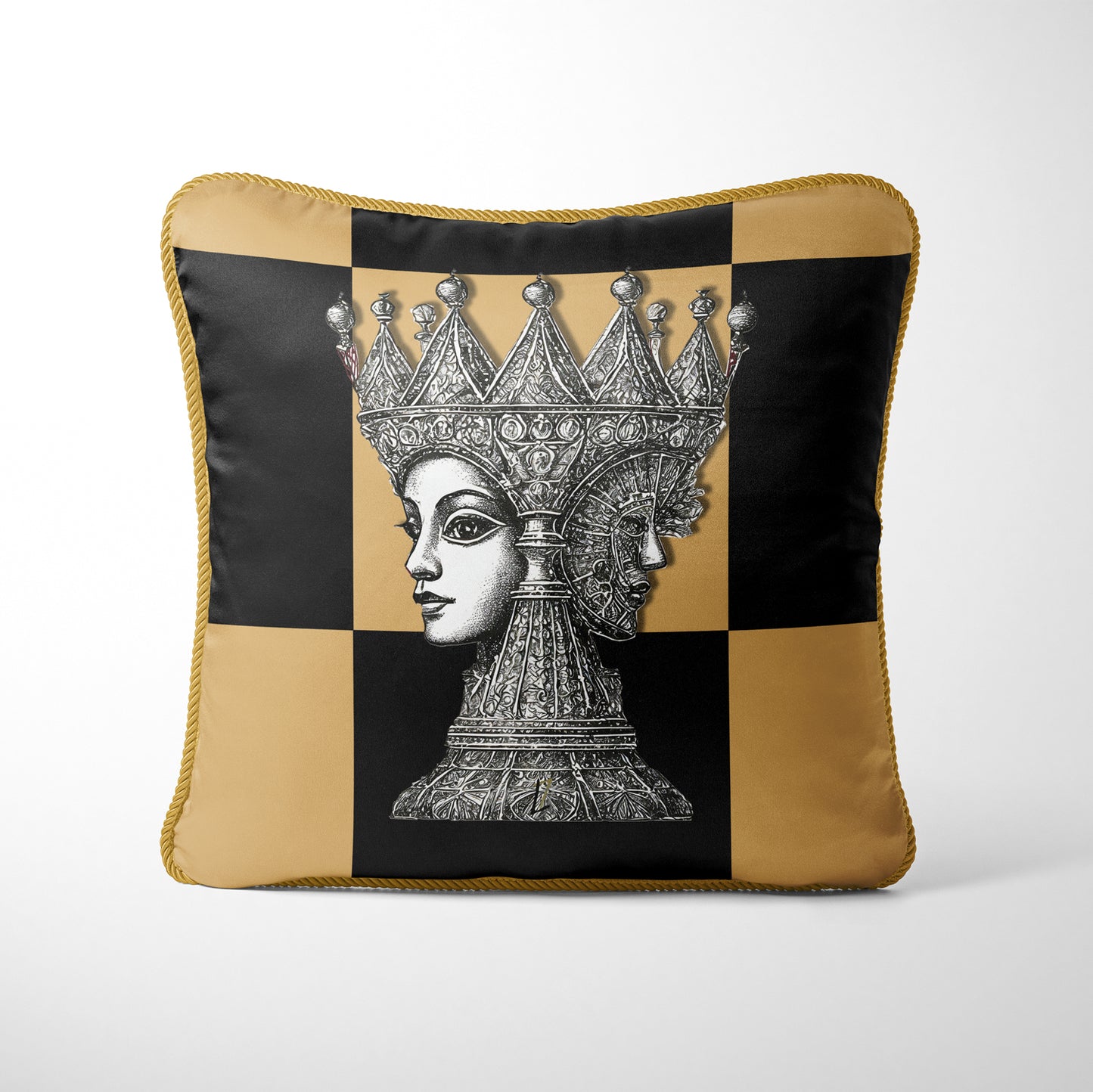 CHECKMATE "The Queen" Double Sided Silk Pillow