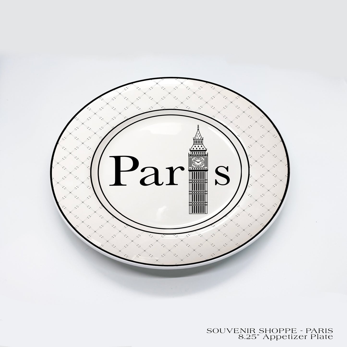 SOUVENIR Fine China Appetizer Plates featuring "Paris" with Big Ben