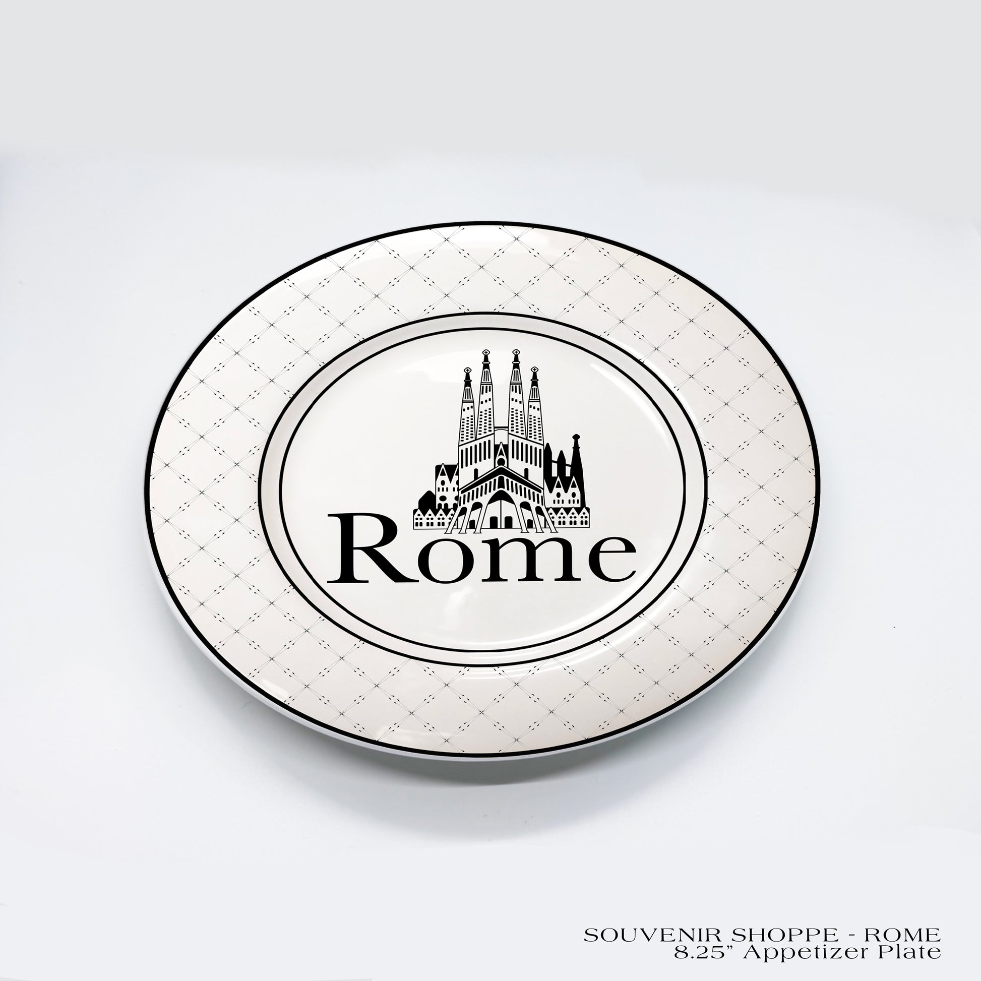 SOUVENIR Fine China Appetizer Plates featuring "Rome" with Notre Dame