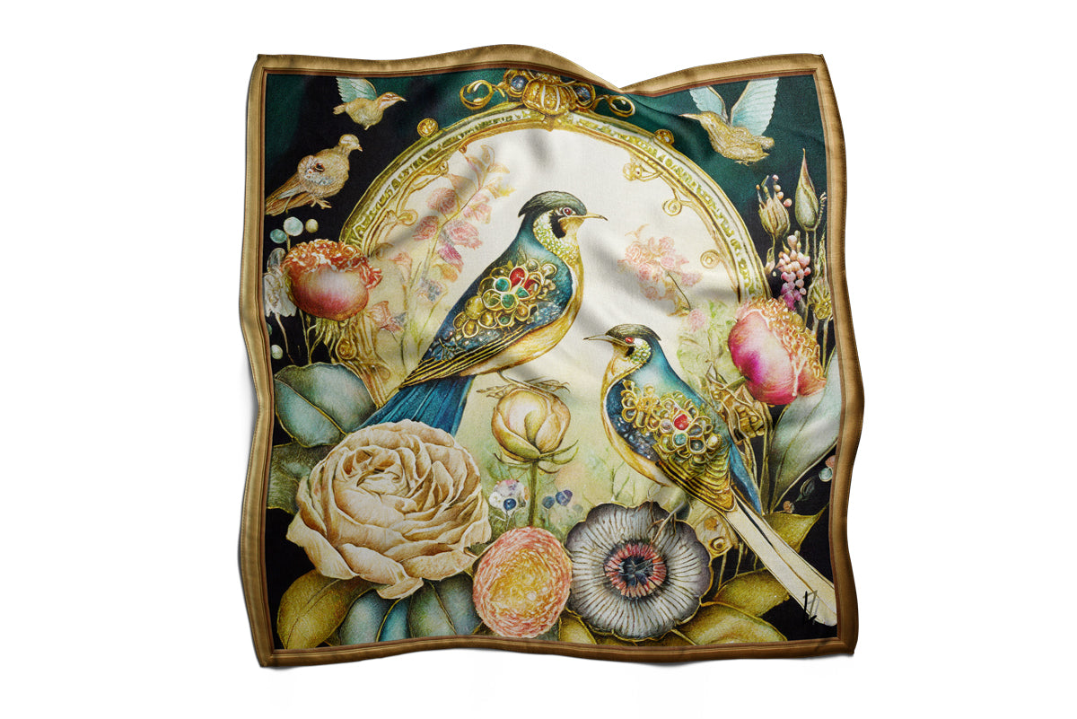 HUSH HUSH GARDEN - "Birds" Silk Scarf